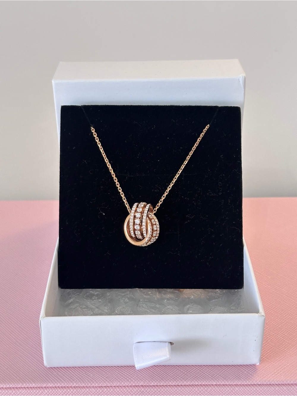 Swarovski Further Necklace Interlocking loops w/ Crystal Pavè Rose Gold